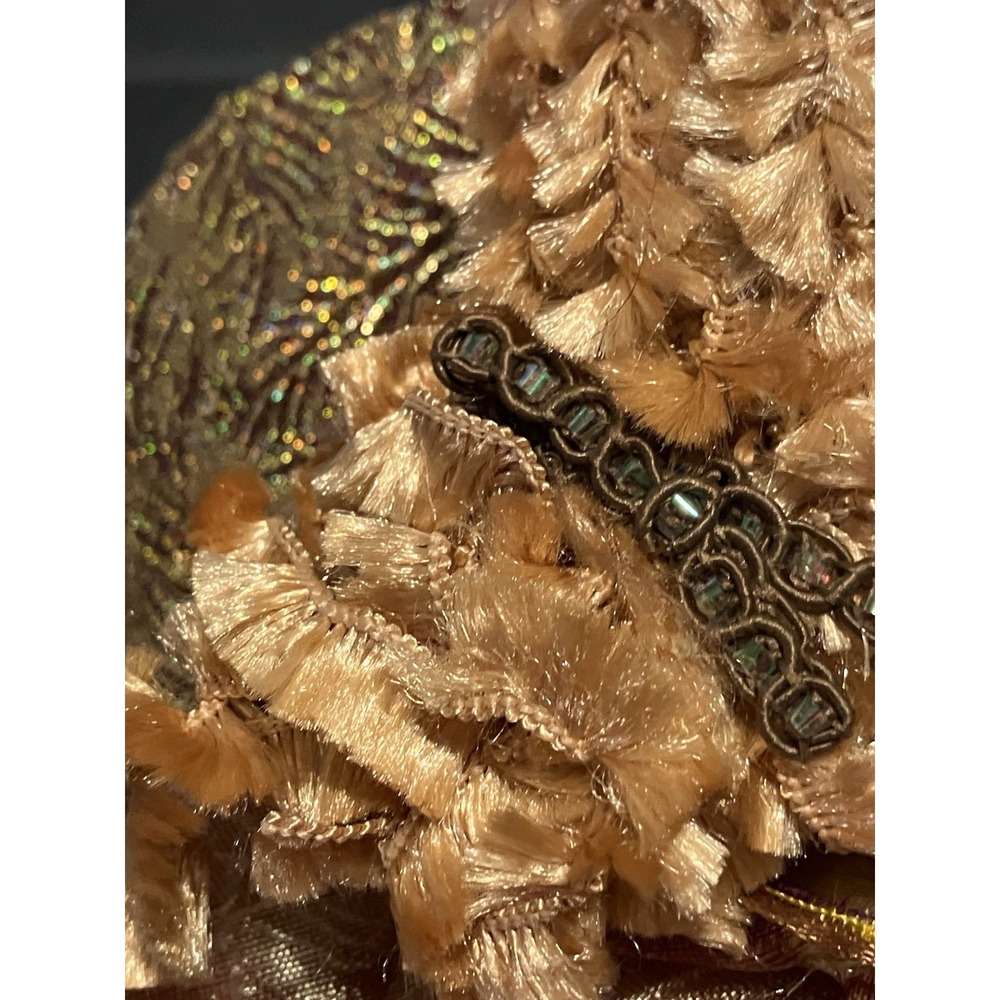 Handmade Angel Cloth Doll  Tall 31" Gold Wings Sequin Dress Folk Art blonde Curl - Picture 8 of 9